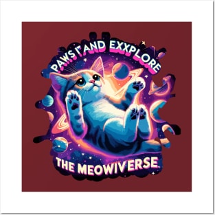 Paws it and Explore the Meowniverse - Cute Cat in Space Posters and Art